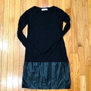 Leather Trimmed Black Dress